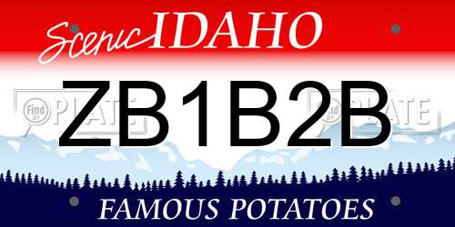 ZB1B2B Idaho License Plate