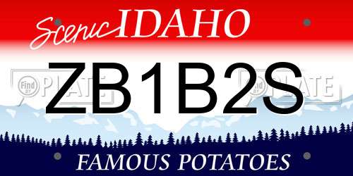 ZB1B2S Idaho License Plate