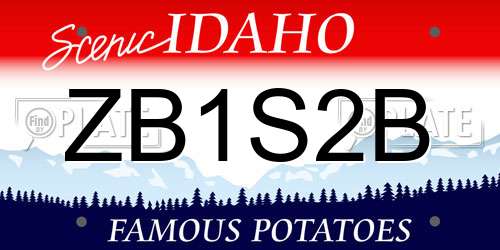 ZB1S2B Idaho License Plate