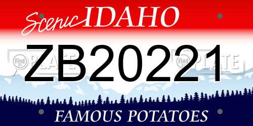 ZB20221 Idaho License Plate