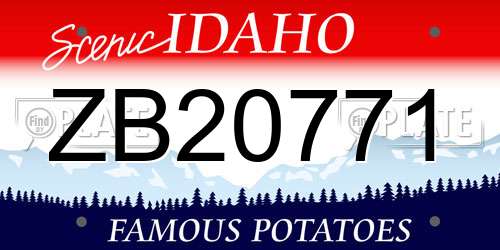 ZB20771 Idaho License Plate