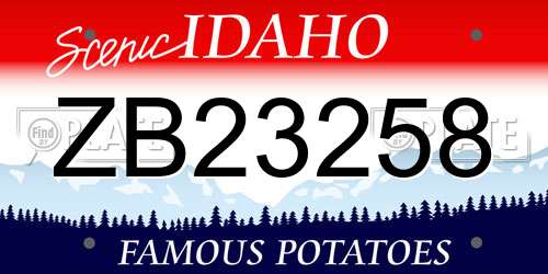 ZB23258 Idaho License Plate