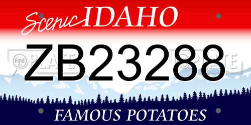 ZB23288 Idaho License Plate