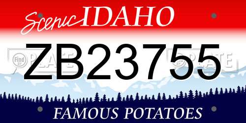 ZB23755 Idaho License Plate