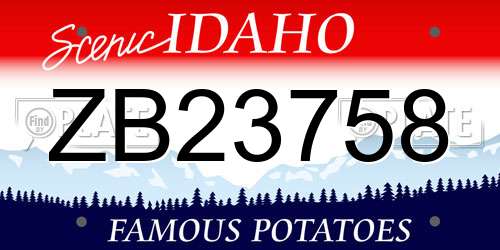 ZB23758 Idaho License Plate
