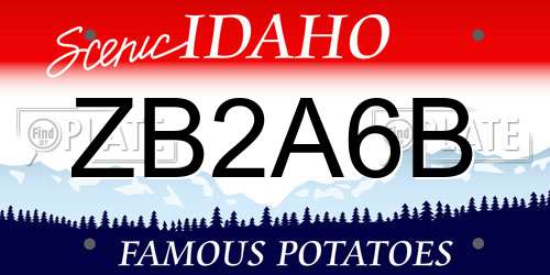 ZB2A6B Idaho License Plate
