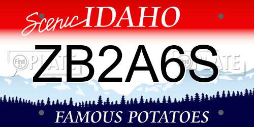 ZB2A6S Idaho License Plate