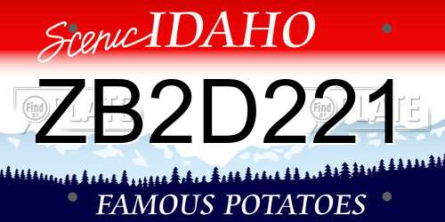 ZB2D221 Idaho License Plate