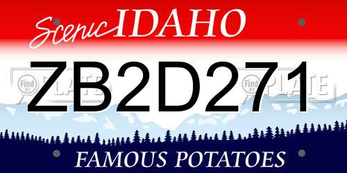 ZB2D271 Idaho License Plate