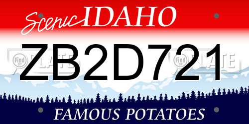 ZB2D721 Idaho License Plate