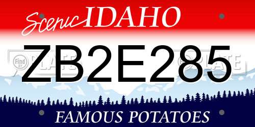 ZB2E285 Idaho License Plate