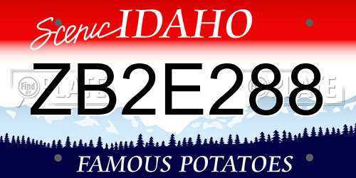 ZB2E288 Idaho License Plate