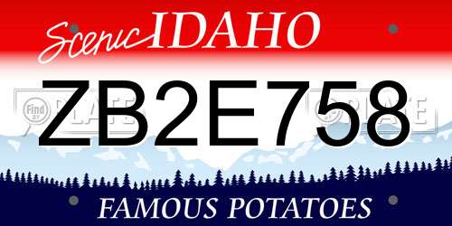 ZB2E758 Idaho License Plate