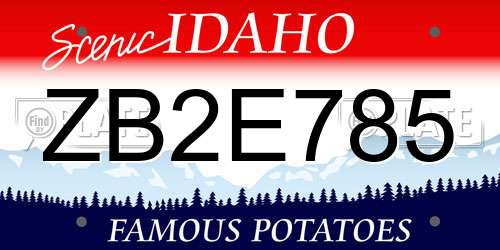ZB2E785 Idaho License Plate