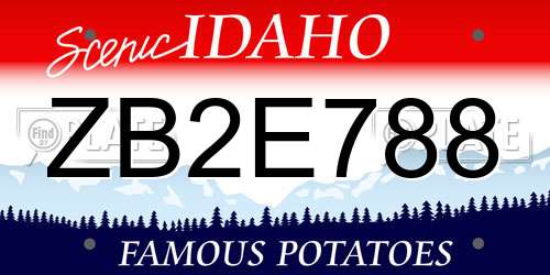 ZB2E788 Idaho License Plate