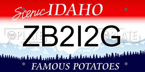 ZB2I2G Idaho License Plate