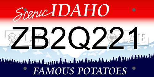 ZB2Q221 Idaho License Plate