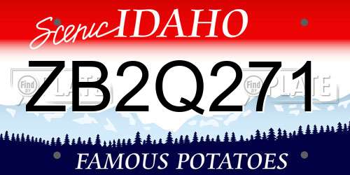 ZB2Q271 Idaho License Plate