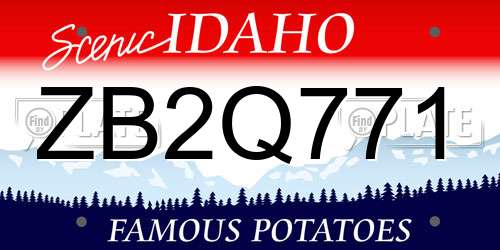 ZB2Q771 Idaho License Plate