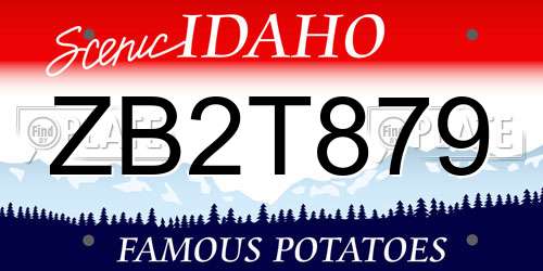 ZB2T879 Idaho License Plate