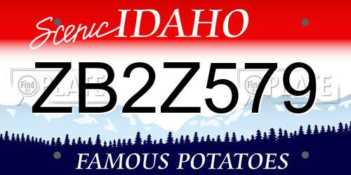 ZB2Z579 Idaho License Plate
