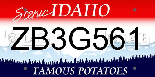 ZB3G561 Idaho License Plate