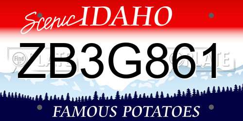 ZB3G861 Idaho License Plate