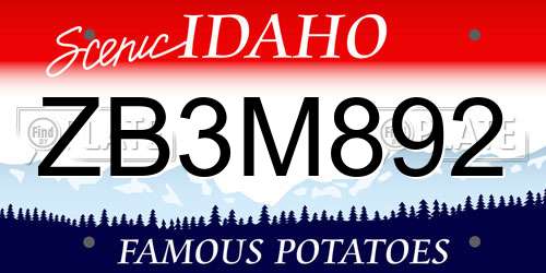 ZB3M892 Idaho License Plate