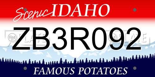 ZB3R092 Idaho License Plate