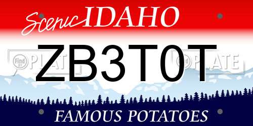 ZB3T0T Idaho License Plate