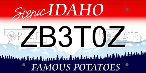 ZB3T0Z Idaho License Plate