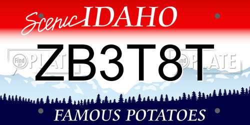 ZB3T8T Idaho License Plate