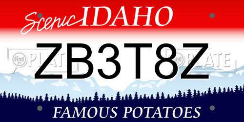 ZB3T8Z Idaho License Plate
