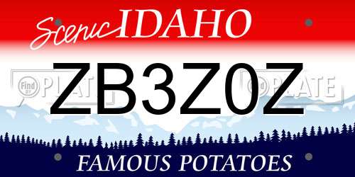 ZB3Z0Z Idaho License Plate