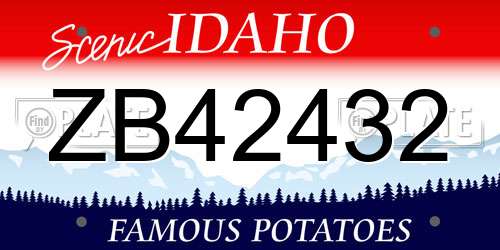 ZB42432 Idaho License Plate