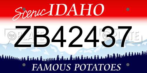 ZB42437 Idaho License Plate
