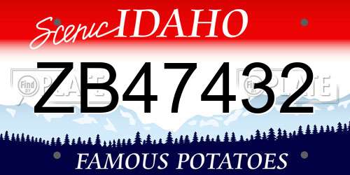 ZB47432 Idaho License Plate