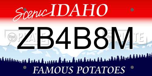 ZB4B8M Idaho License Plate