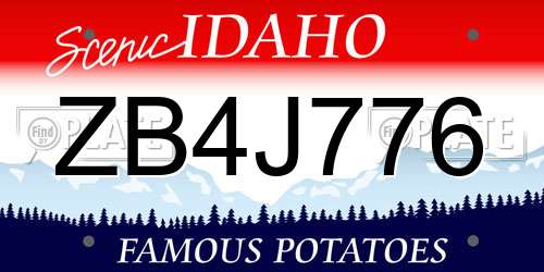 ZB4J776 Idaho License Plate