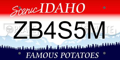 ZB4S5M Idaho License Plate
