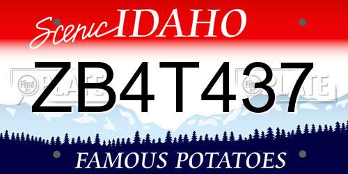 ZB4T437 Idaho License Plate