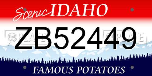 ZB52449 Idaho License Plate