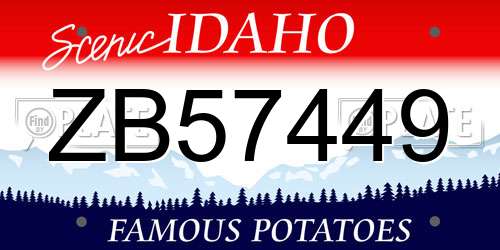 ZB57449 Idaho License Plate