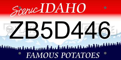 ZB5D446 Idaho License Plate