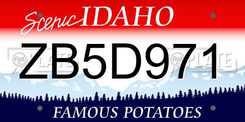 ZB5D971 Idaho License Plate