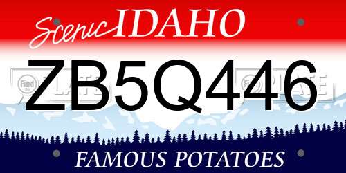 ZB5Q446 Idaho License Plate