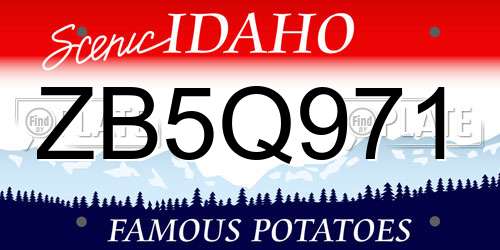 ZB5Q971 Idaho License Plate