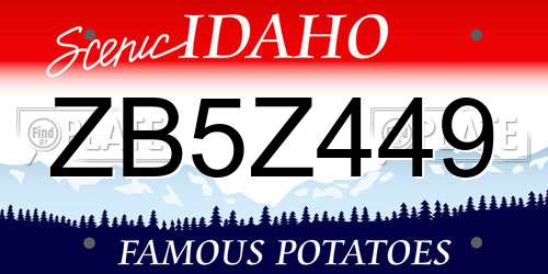 ZB5Z449 Idaho License Plate