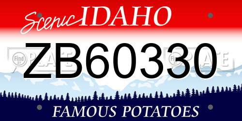 ZB60330 Idaho License Plate
