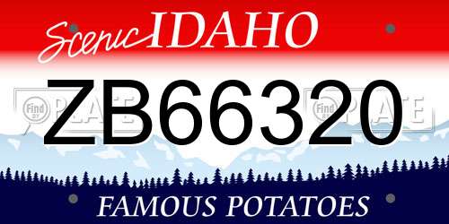 ZB66320 Idaho License Plate